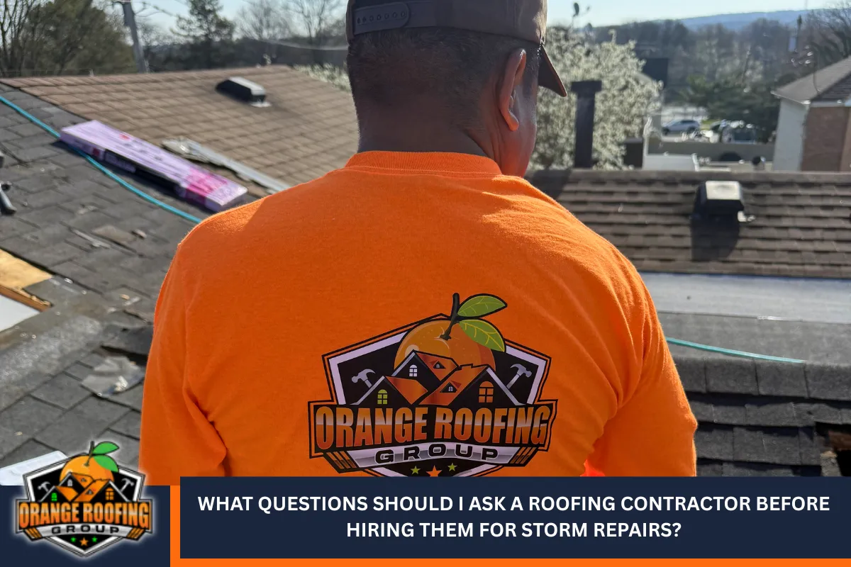 What questions should I ask a roofing contractor before hiring them for storm repairs?